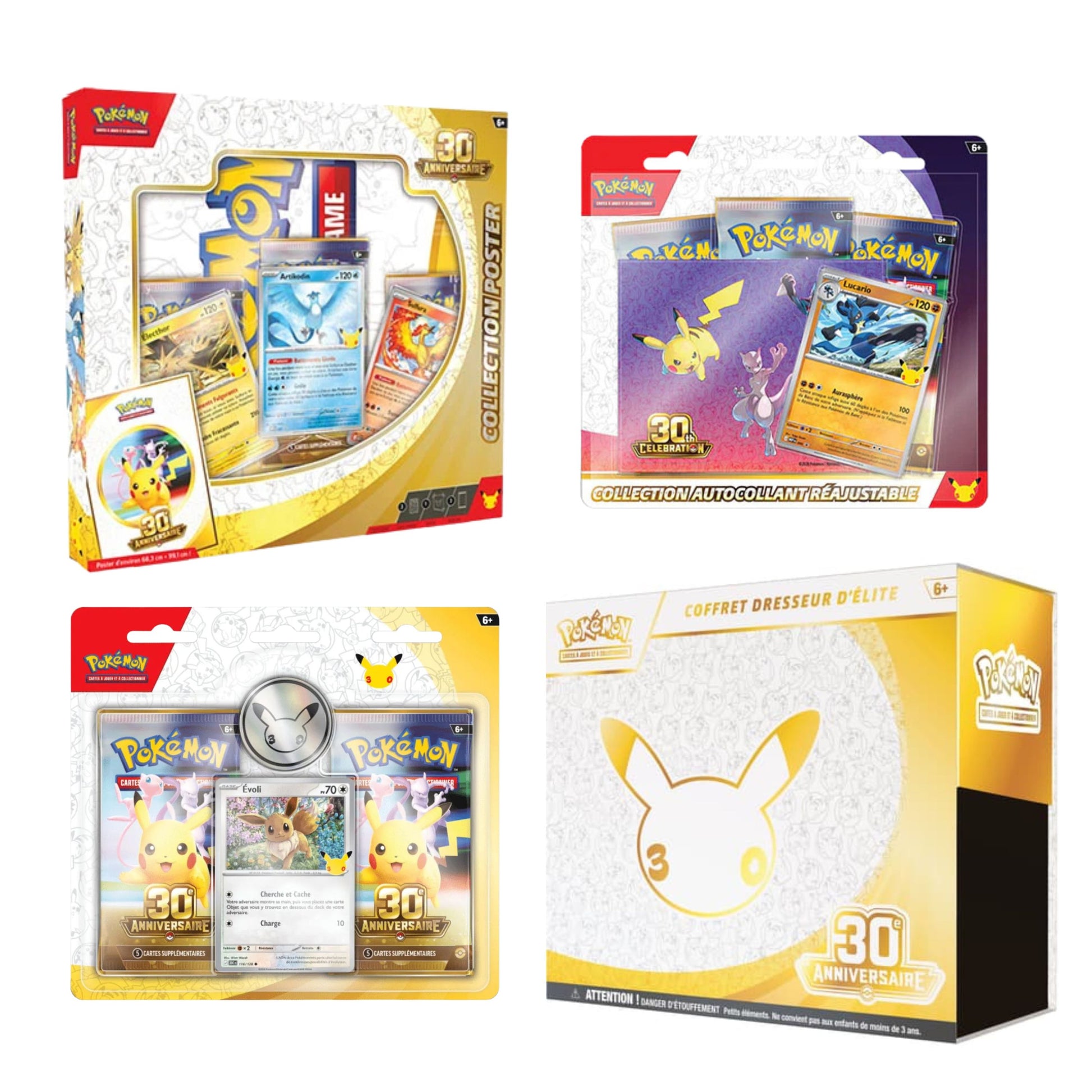 [FR] Pokémon – Lot n°1 : ETB + Duo Pack Évoli + Tripack Stickers + Coffret Poster