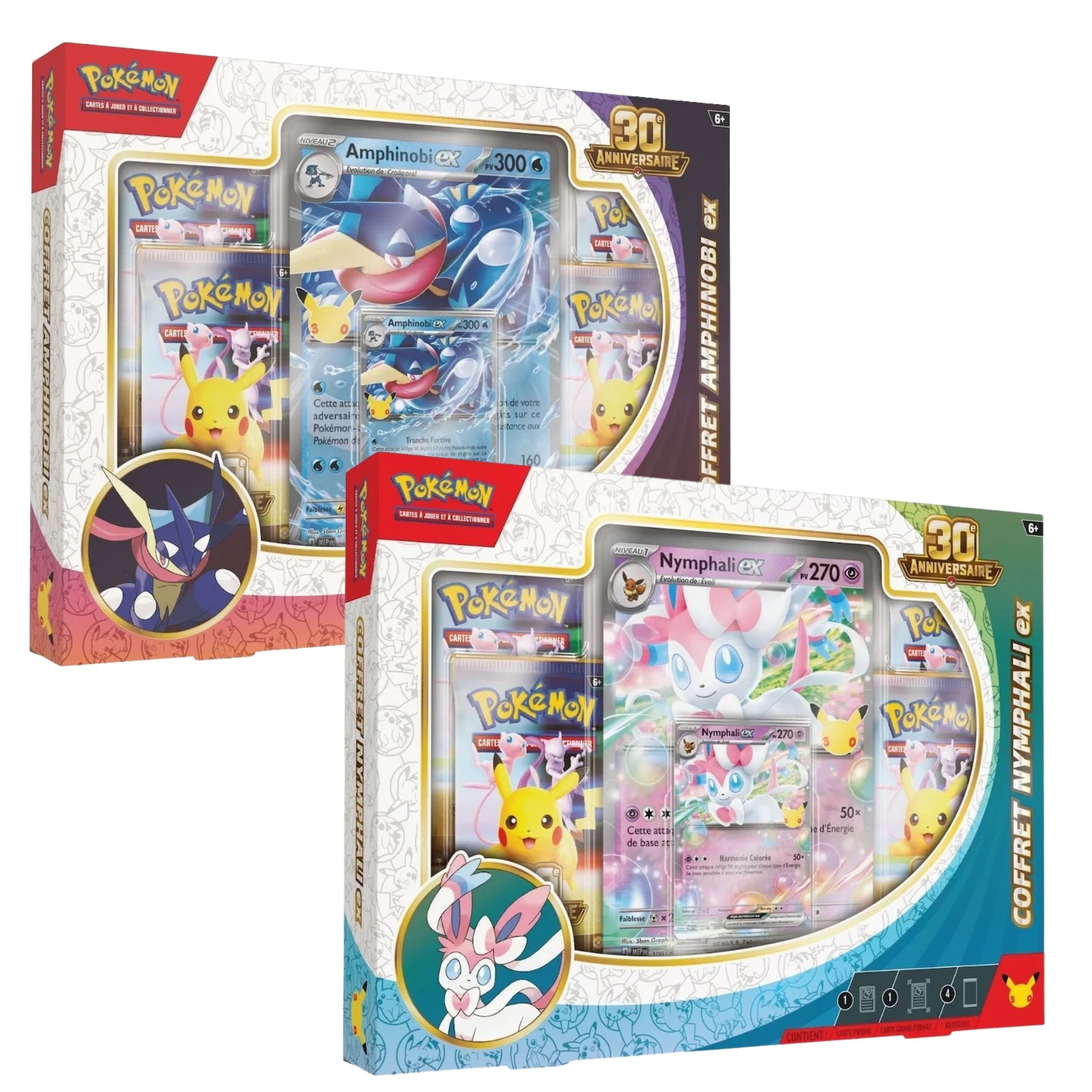 [FR] Pokémon – Lot n°3: Duo Coffrets 30ᵉ Anniversaire Amphinobi-ex & Nymphali-ex ✨🎉